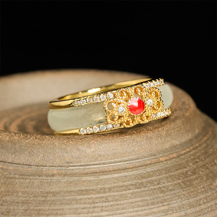 Ring Vergoldetes Kupfer Blume – Wohlstand