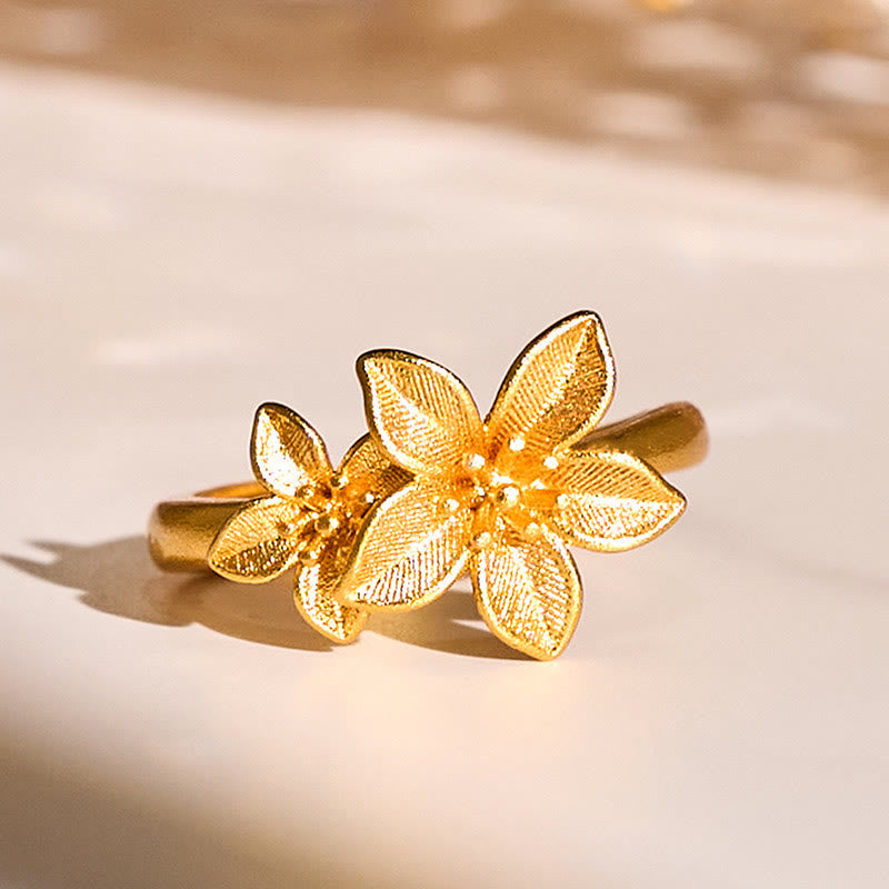 Ring Vergoldetes Kupfermessing Lila Blüte