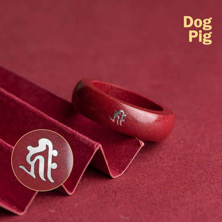 Ring Zinnober Chinesisches Pferdjahr – Segen Cinnabar Dog Pig