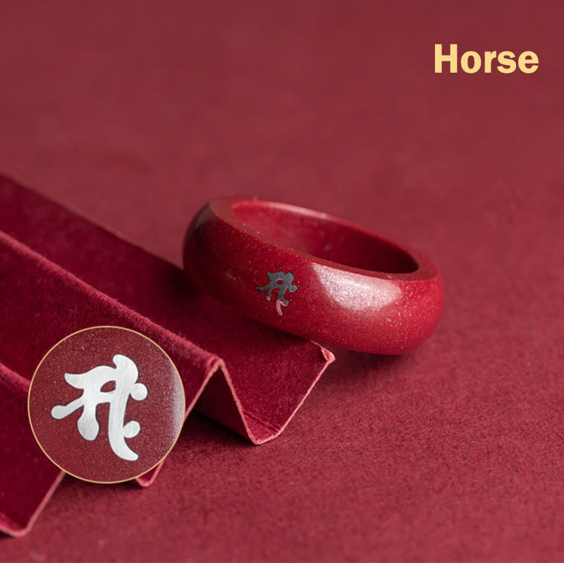 Ring Zinnober Chinesisches Pferdjahr – Segen Cinnabar Horse