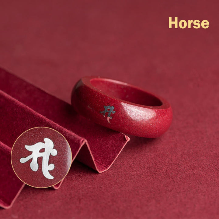 Ring Zinnober Chinesisches Pferdjahr – Segen Cinnabar Horse