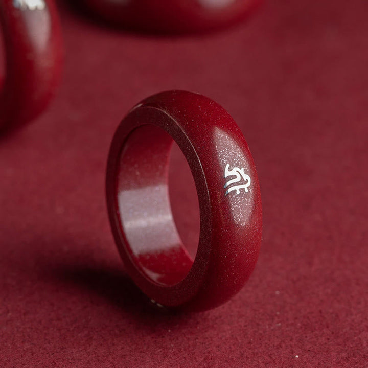 Ring Zinnober Chinesisches Pferdjahr Segen Symbol Tierkreis Fengshui Schutz Glück