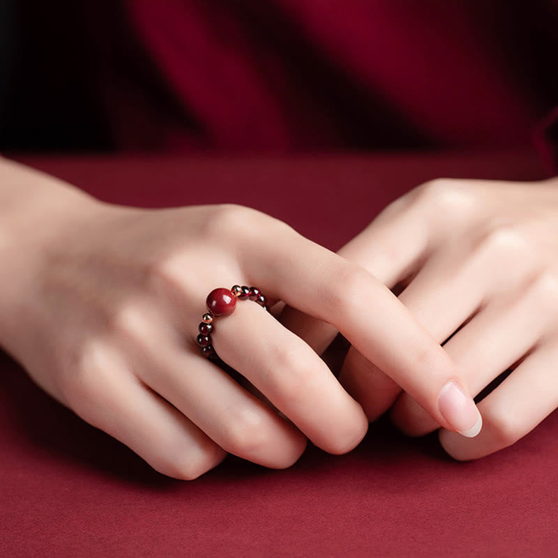 Ring Granat Zinnober Pixiu – Glück & Schutz