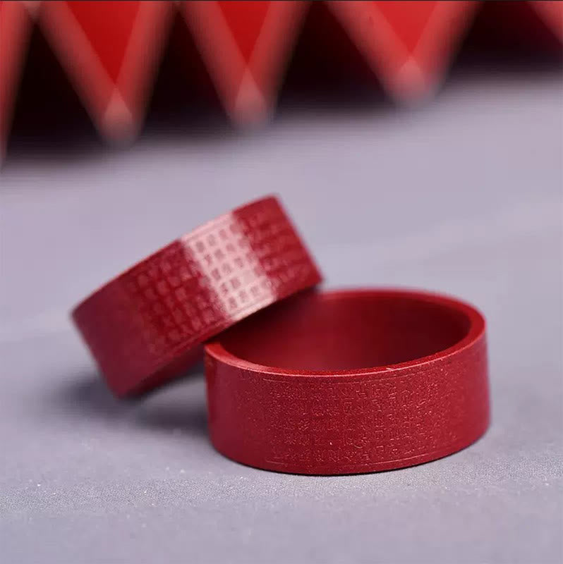 Ring Zinnober Om Mani Herzsutra – Segen Schutzring Glücksring