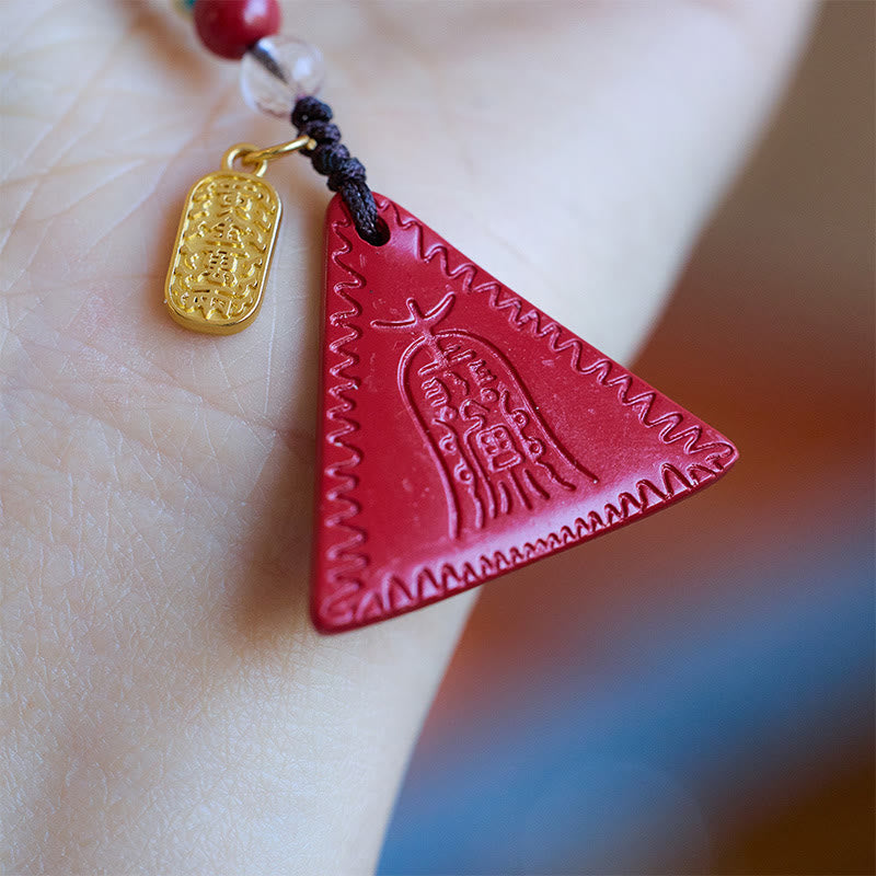 Zinnober Schlüsselanhänger Dreieck Talisman Gold Anhänger spirituell Glücksbringer Feng Shui