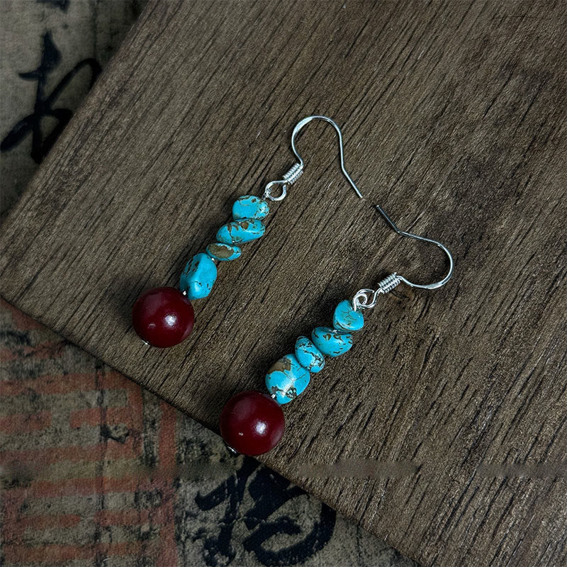 Ohrringe Türkis Zinnober Schutz Silber Boho Schmuck spirituell Ohrhänger