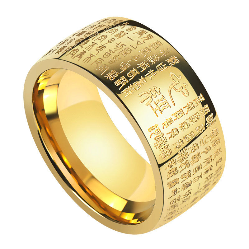 Herzsutra Ring Fengshui Gold Gravur Schutz Glück Fingerring