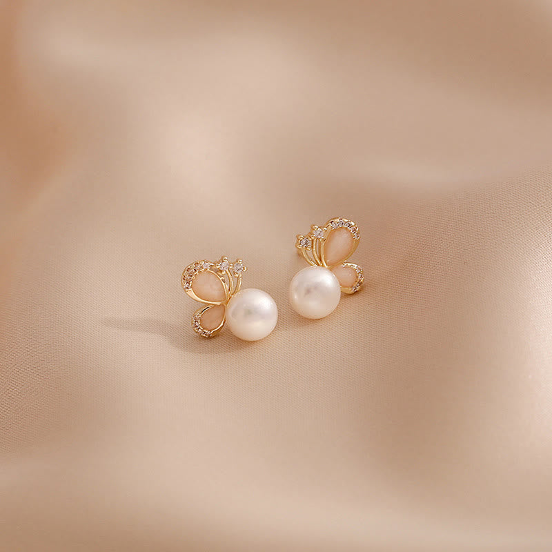 Perlen Ohrringe Schmetterling gold zarter Boho Schmuck spirituell elegant