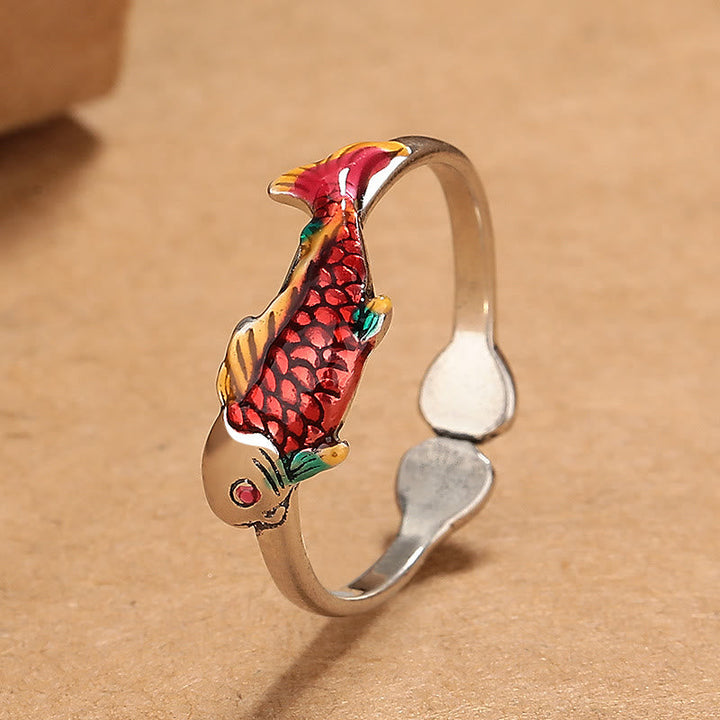 Koi Fisch Ring Rot Gold Glück Wohlstand Feng Shui Schutz
