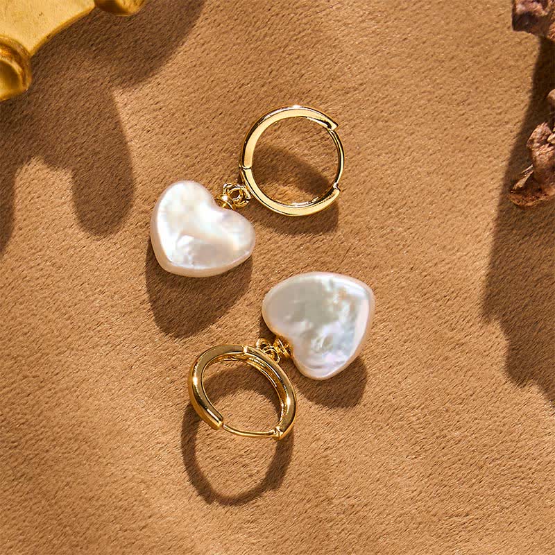 Ohrringe Perle Herz Retro Gold Boho Schmuck spirituell Ohrhänger