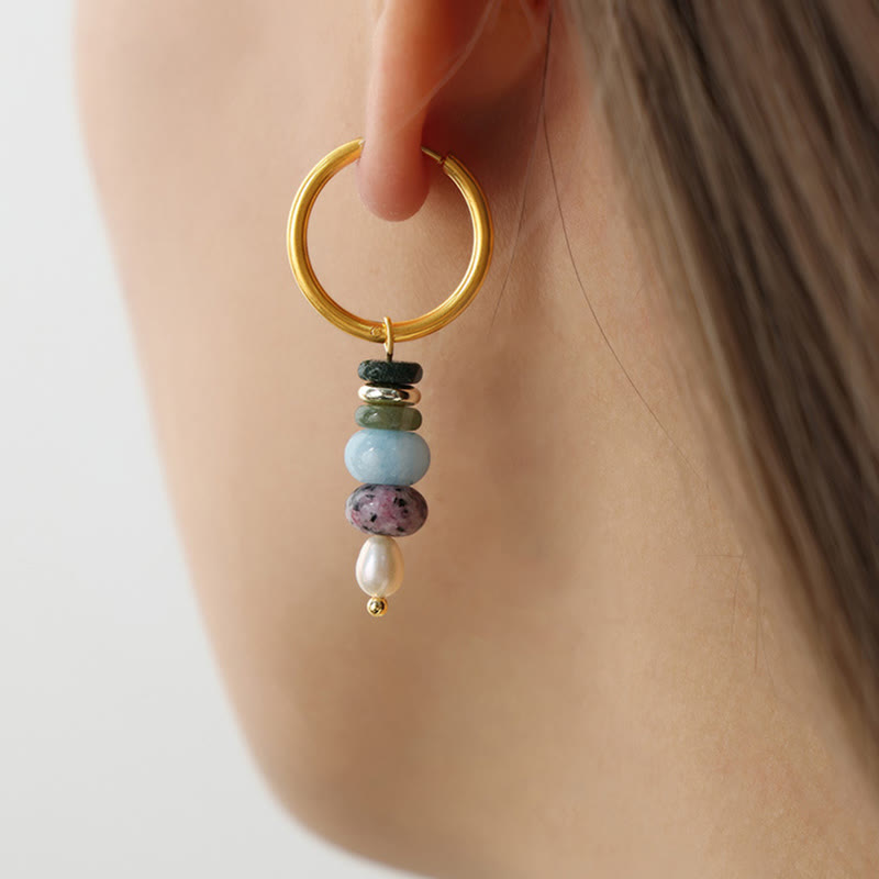 Ohrringe Roter Achat Perle Marnyi-Stein getragen Gold Boho Schmuck spirituell
