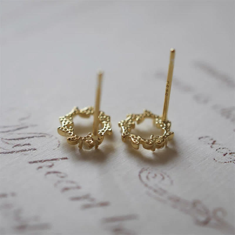 Ohrringe Kupfer Silber Blumenkranz zart filigran Ohrstecker Boho Schmuck