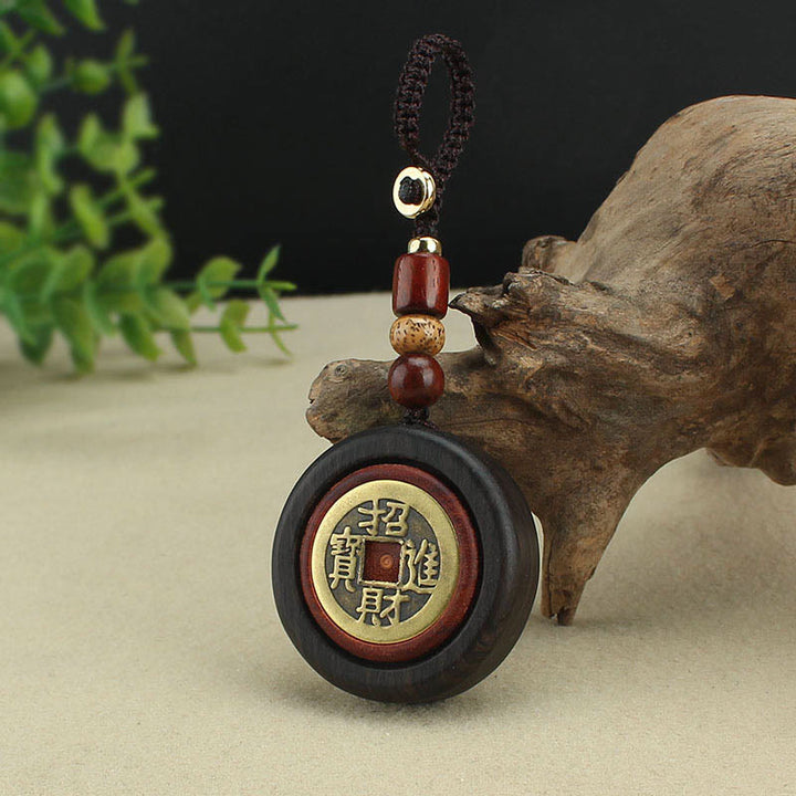 Schlüsselanhänger Münze Ebenholz – Glück & Wohlstand Feng Shui Talisman