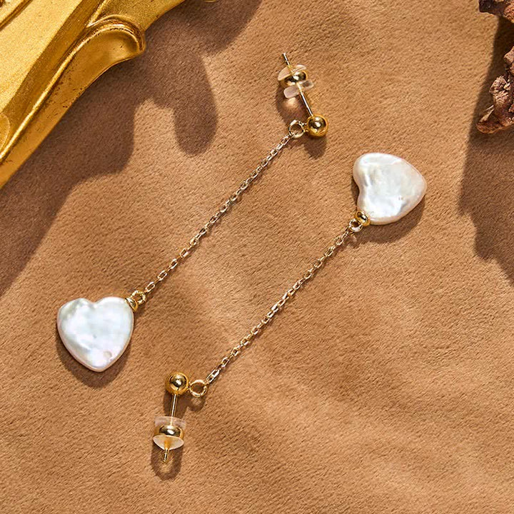 Ohrringe Perlen Herz Optimismus Gold Boho Schmuck spirituell Ohrhänger
