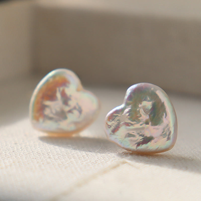 Herz Perlen Ohrringe schimmernd Boho Schmuck spirituell Weisheit Ohrstecker