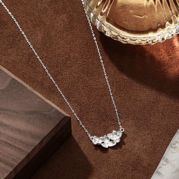 Sterlingsilber Blatt-Anhänger Kette fein gearbeitet Blume Segen-Symbol