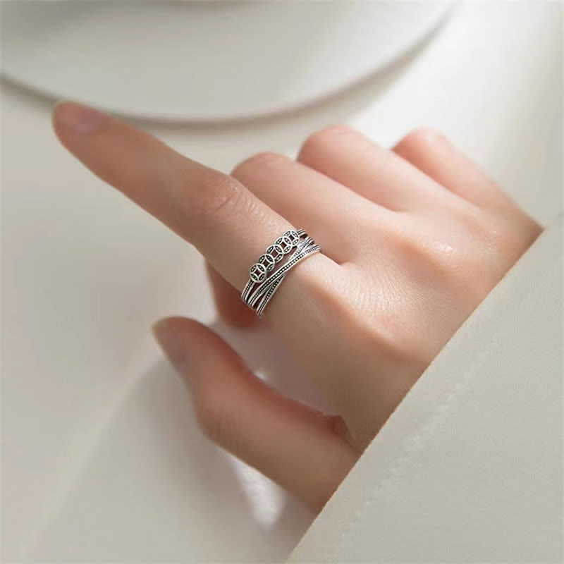 Ring Kupfermünze Silber Feng Shui Wohlstand Glück Fingerring