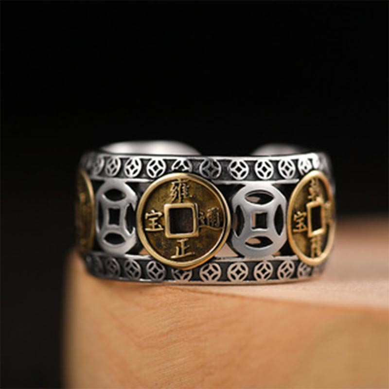 Ring Fünf Kaisermünzen Balance Fengshui Glück Schutz Tradition