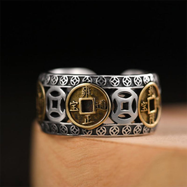 Ring Fünf Kaisermünzen Balance Fengshui Glück Schutz Tradition