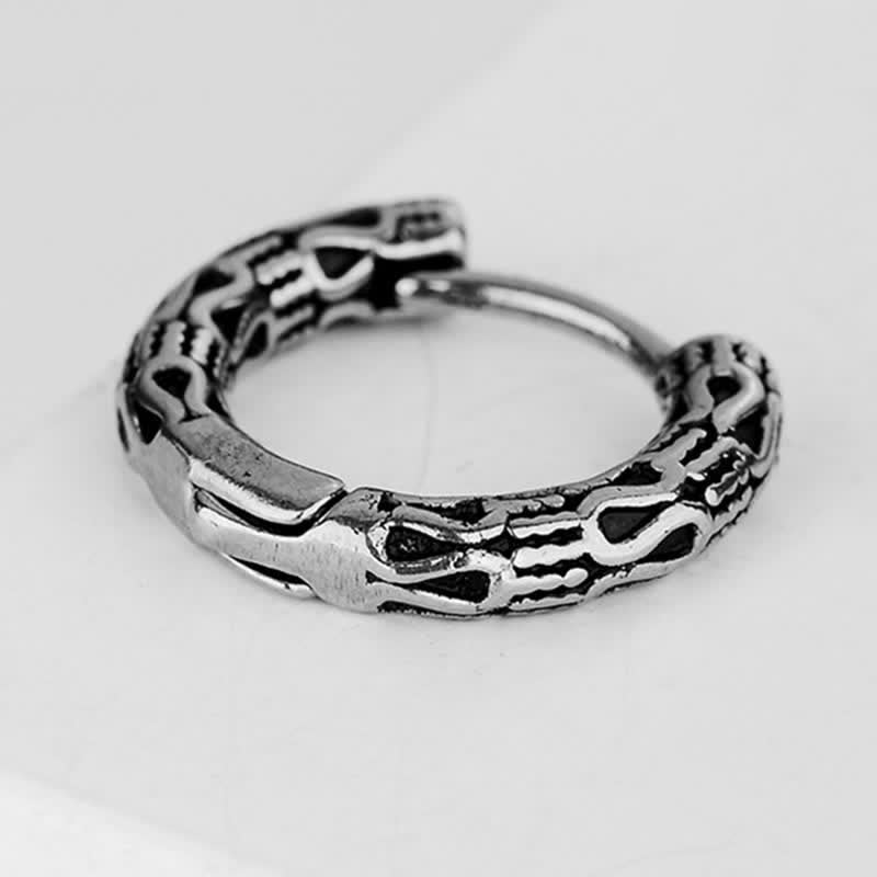 Ohrringe Titanstahl Retro-Muster Silber Vintage Boho Schmuck Ohrhänger