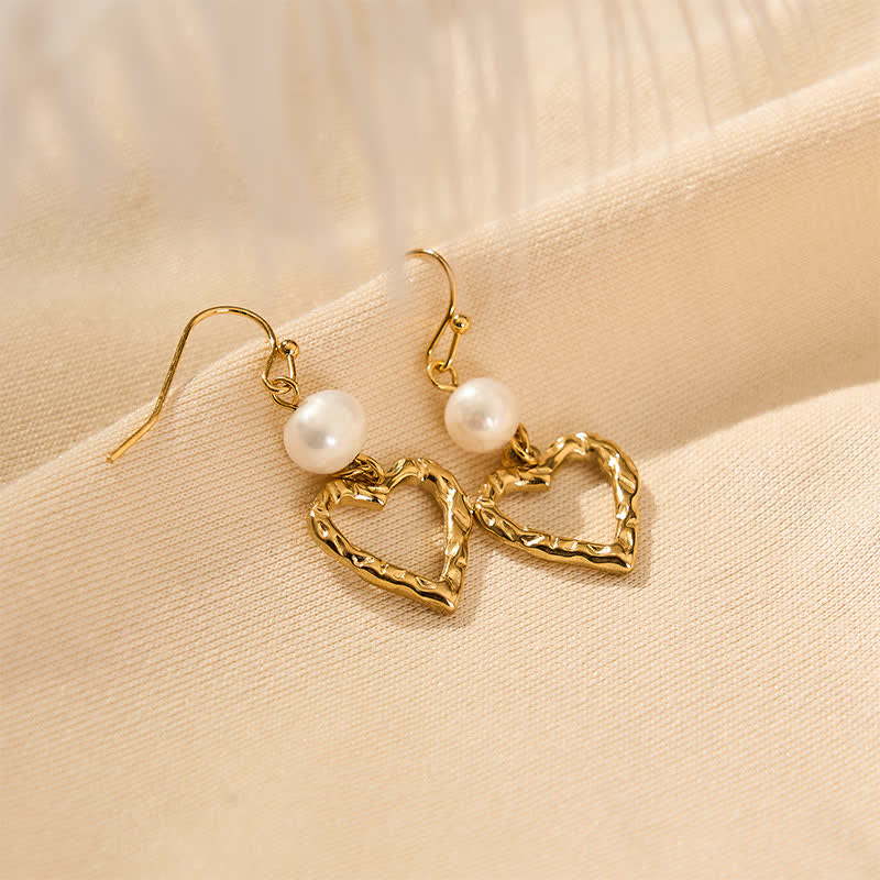 Ohrringe Perlen Herz gold Ohrhänger Boho Schmuck spirituell elegant