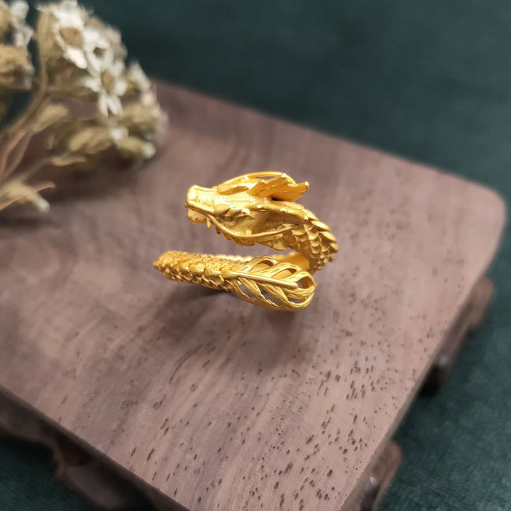 Ring Goldener Drachen – Erfolg & Stärke Fengshui Glück