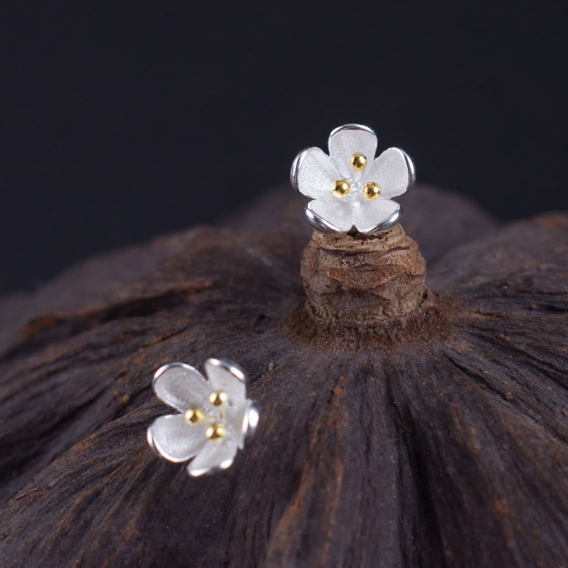 Blüten Ohrringe Sterlingsilber Goldene Staubblätter Boho Schmuck spirituell Ohrstecker