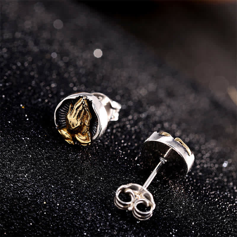 Namaste Ohrringe Sterlingsilber betende Hände Boho Schmuck spirituelle Ohrstecker