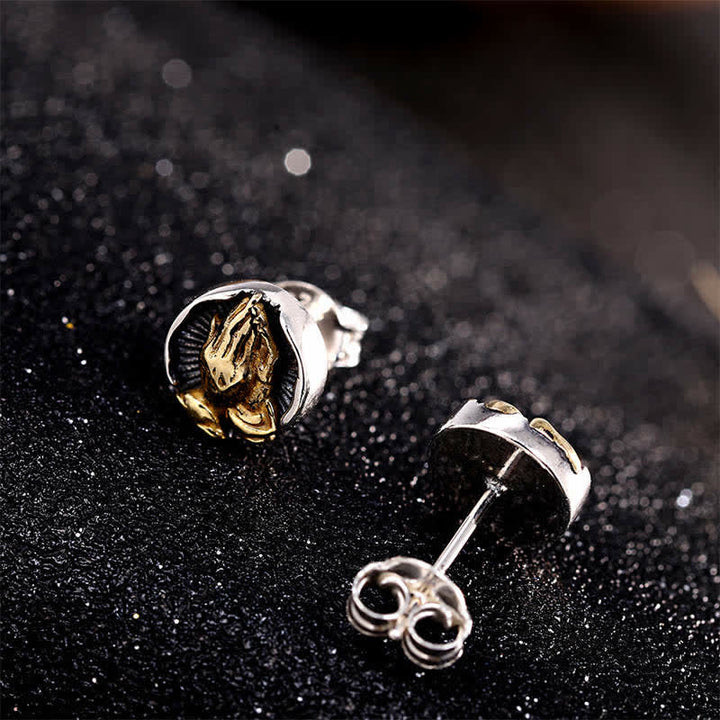Namaste Ohrringe Sterlingsilber betende Hände Boho Schmuck spirituelle Ohrstecker