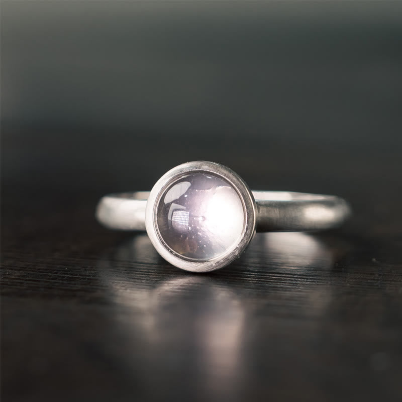 Ring 925 Silber Rosenquarz rund eleganter Cabochon Schmuck