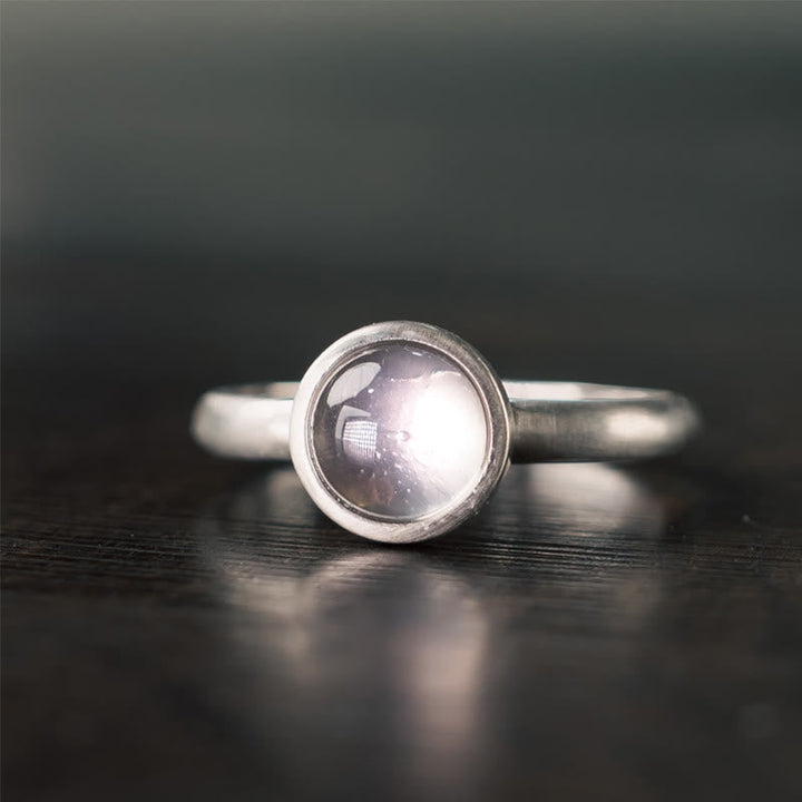 Ring 925 Silber Rosenquarz rund eleganter Cabochon Schmuck