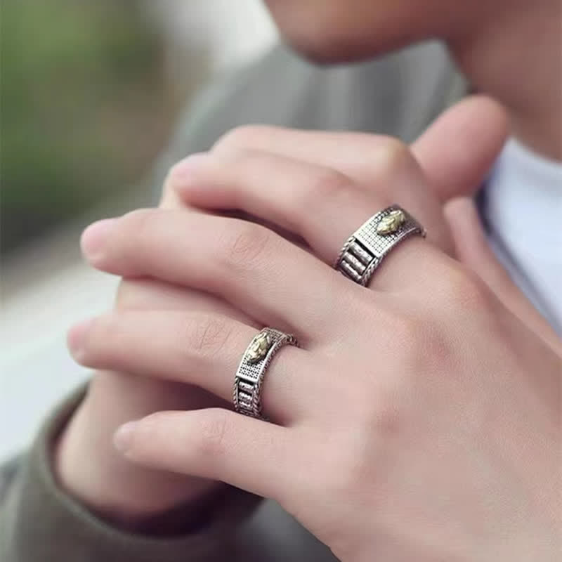 Pixiu Ring Paar aus Kupfer getragen mit Glück Wohlstand Schutz