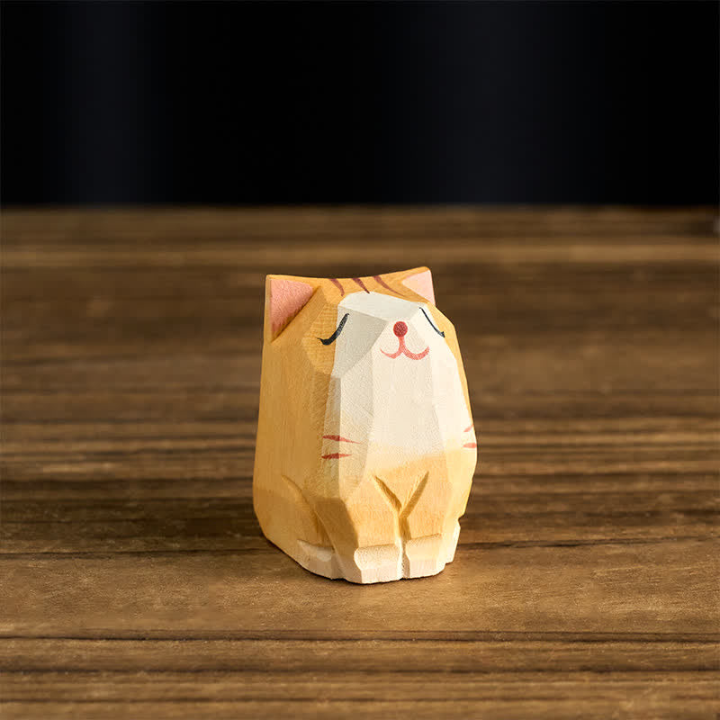 Schlüsselanhänger Katze Lindenholz Handgeschnitzt niedlich orange Glücksbringer Geschenk