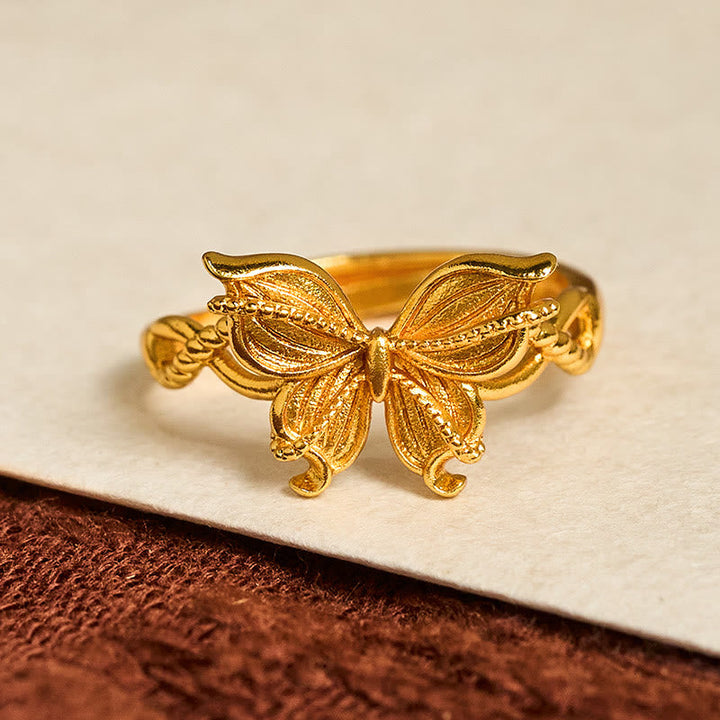 Schmetterling Ring Vergoldetes Messing Liebe eleganter goldfarbener Schmuck