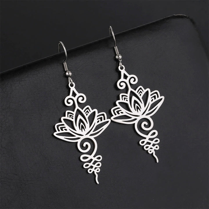 Ohrringe Edelstahl Lotus Silber Boho Schmuck spirituell Ohrhänger filigran