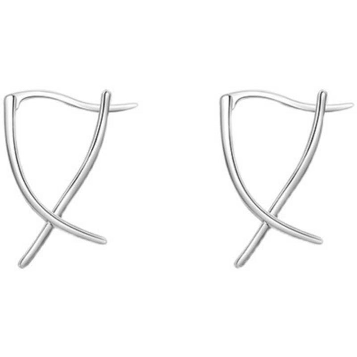Ohrringe Kupfer Kreuz Geometrisch silberfarben minimalistisch Boho Schmuck Ohrhänger spirituell