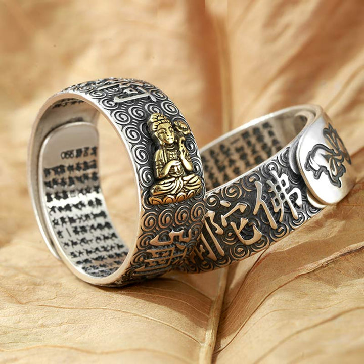 Silberner Ring Buddha Sternzeichen Wohlstand Glück Fengshui Schmuck