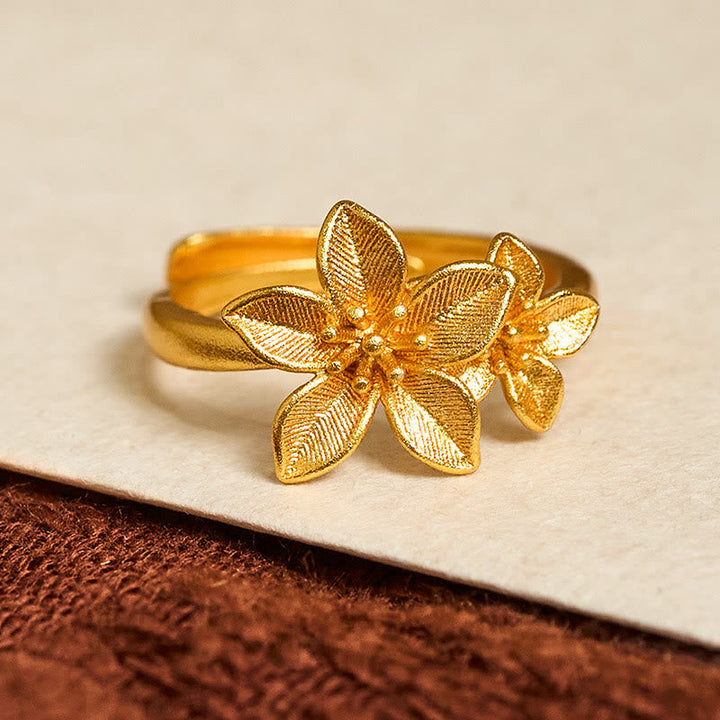 Ring Vergoldetes Kupfermessing Blüte Eleganz Glück Schmuck Fingerring