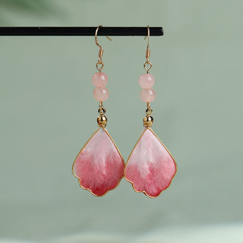 Rosa Ohrringe Seide Samt Glück Schutz Boho Schmuck Ohrhänger spirituell