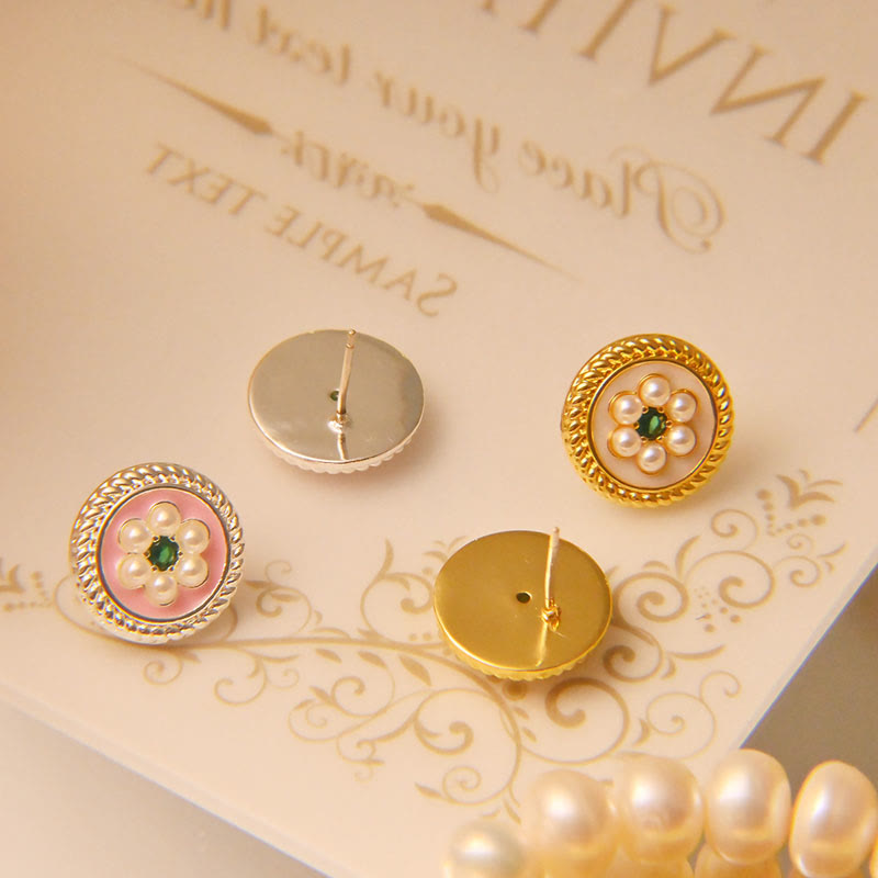 Ohrringe Blume Emaille Perlen Gold Silber Boho Schmuck spirituell Ohrstecker