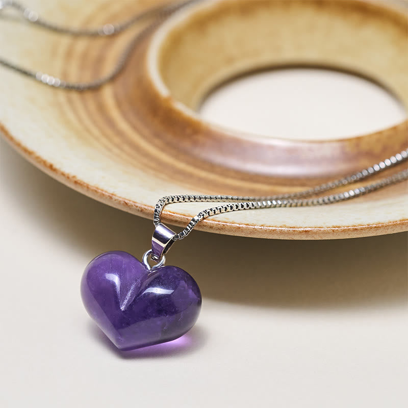 Amethyst Herz Kette Anhänger lila Stein Balance Naturstein