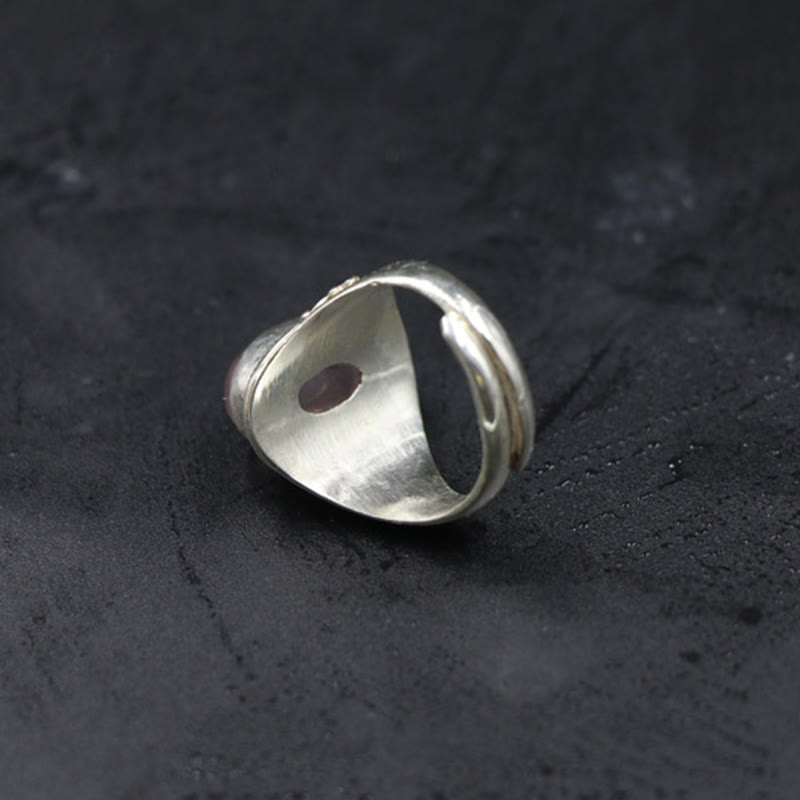 Ring 925 Silber Rosenquarz poliert glänzend Energie Schutz Mystik Feng Shui