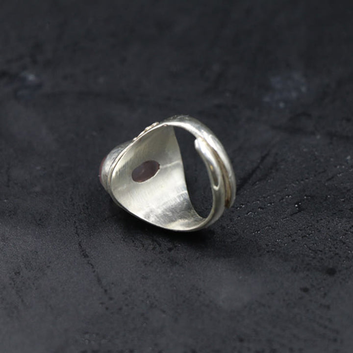 Ring 925 Silber Rosenquarz poliert glänzend Energie Schutz Mystik Feng Shui