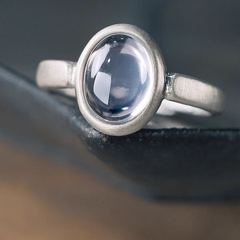 Ring 925 Silber Rosenquarz elegant mit Naturstein Fingerring
