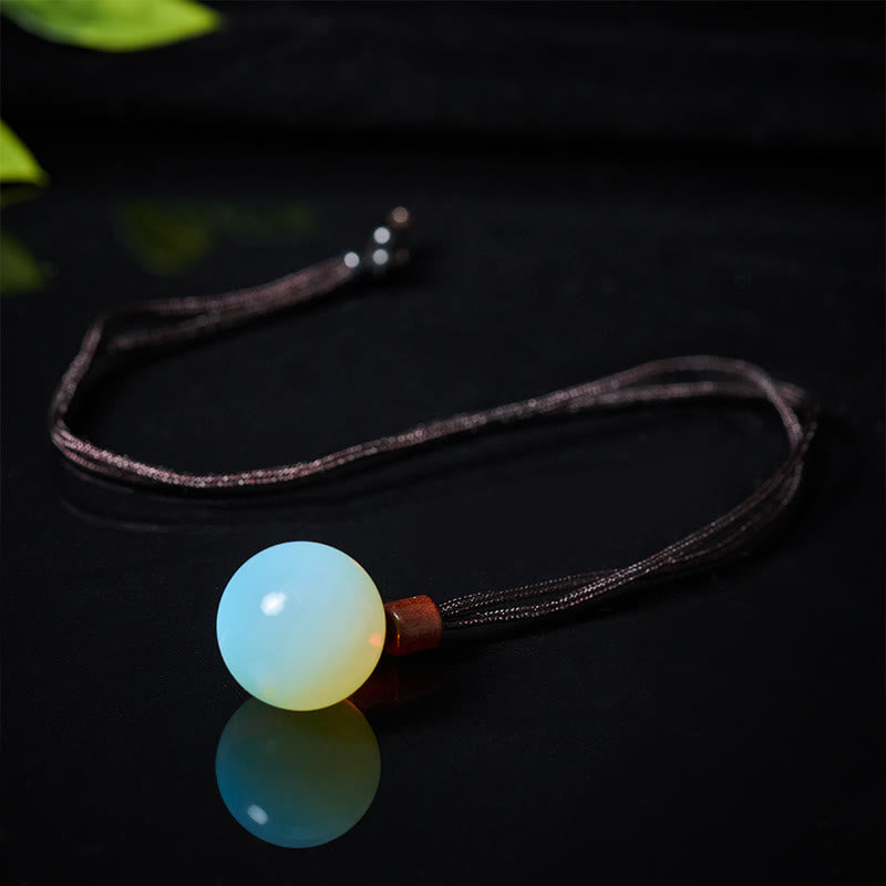 Hellblaue Weisskristall Kette mit Rosenquarz Anhänger Naturstein