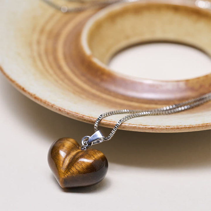 Herz Anhänger Kette Amethyst Topas Rosenquarz Naturstein Balance
