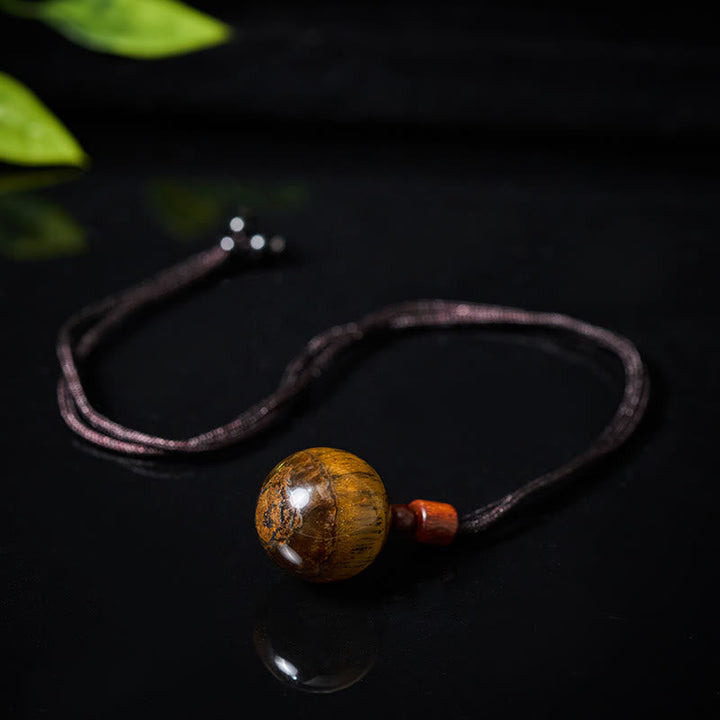 Tigerauge Naturstein Kette mit weissen Kristallen eleganter Anhänger