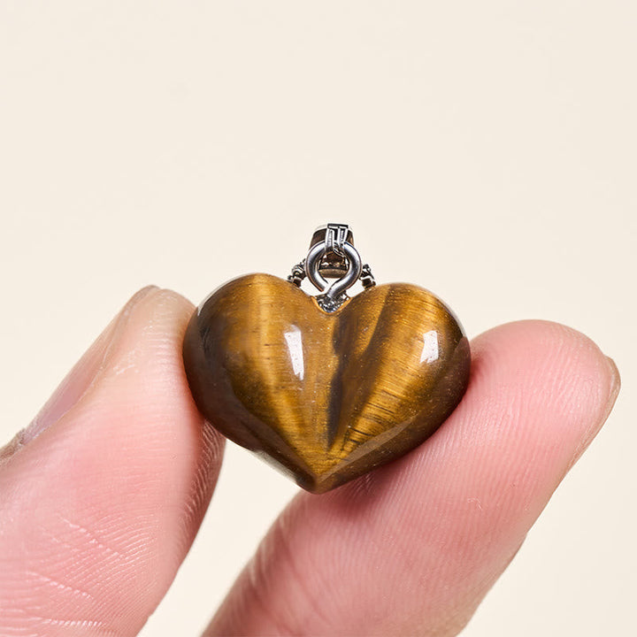 Herz Anhänger aus Naturstein goldbraun Kette Balance Amethyst Topas