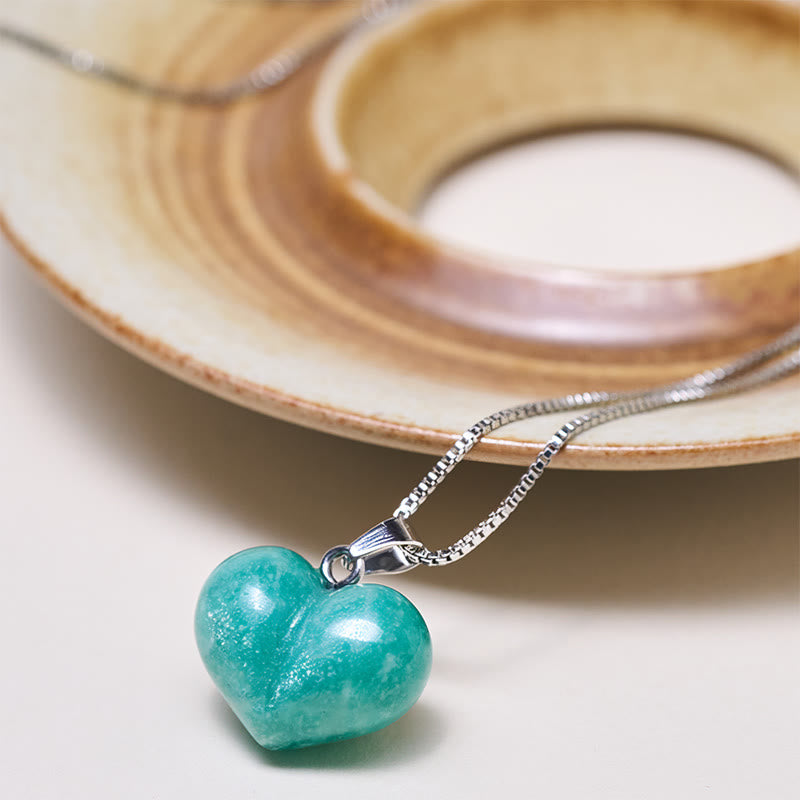 Türkise Herz Kette Amazonit Topas Rosenquarz Balance Anhänger