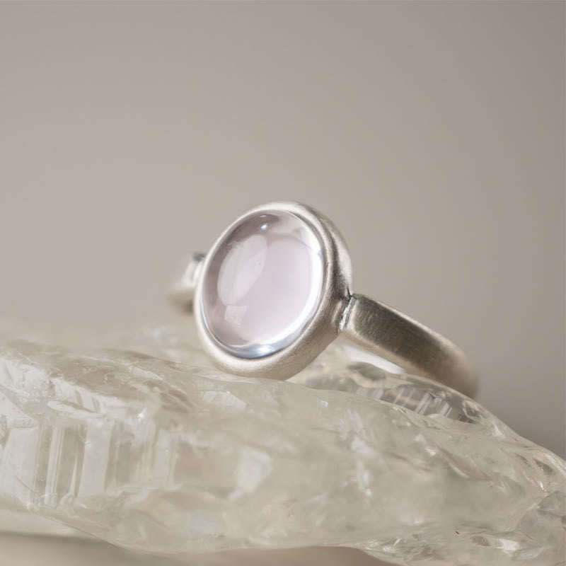 Rosenquarz Ring 925 Silber zartes Design Heilstein Glück Schutz Fingerring
